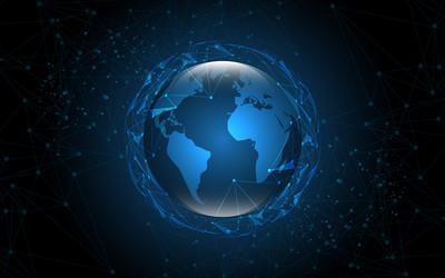 Global network connection world map abstract vector
