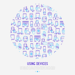 using devices concept in circle vector image