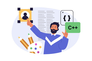design development concept in modern flat vector image