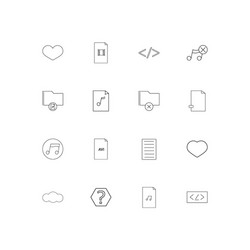 files and folders sign linear thin icons set vector image