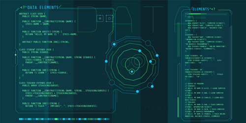 hud interface elements with part php code vector image