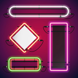 neon lights rectangle frames set vector