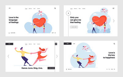 Male and female characters falling in love website vector