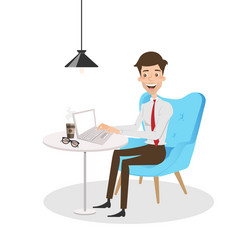 Man Working on Computer at Office vector image