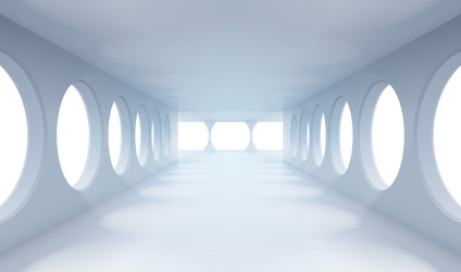 Minimalist White Room with Circular Windows vector image
