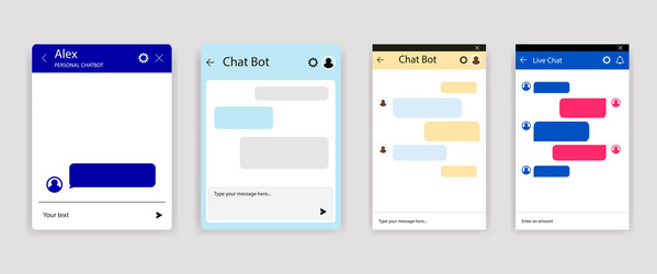 set of chat bot dialoges windows for website vector