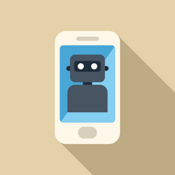 smartphone displaying ai robot with long shadow vector image