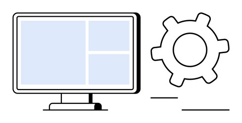 computer screen with interface layout and large vector image