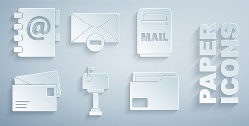 set mail box envelope document folder delete vector image