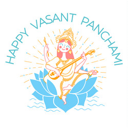 Vasant Panchami Saraswati Greeting Card Vector Image