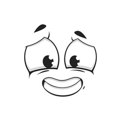 Confused cartoon face guilty smiling character vector