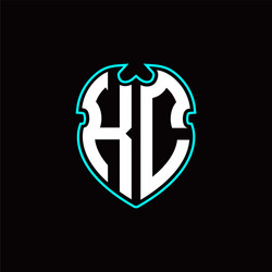 k c initial logo design with a shield shape vector image