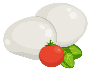 Mozzarella icon cartoon soft cheese traditional vector