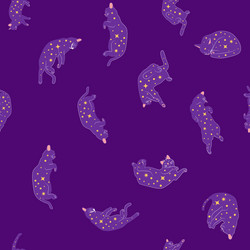 mystical seamless pattern of cats in boho style vector image