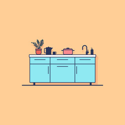 Modern kitchen counter flat design Royalty Free Vector Image