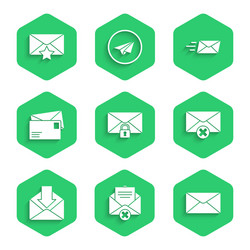 set mail message lock password delete envelope vector image