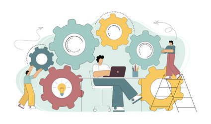 Teamwork Concept Workflow Management Rotation Vector Image