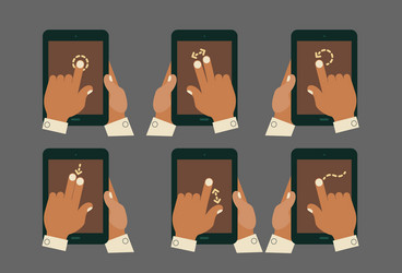 multitouch gesture hands with tablet mockups vector