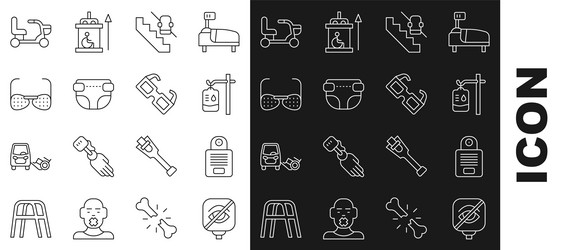 Set line blindness intercom iv bag disabled vector