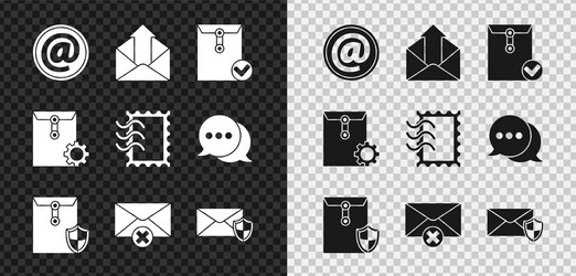 set mail and e-mail outgoing envelope check mark vector image