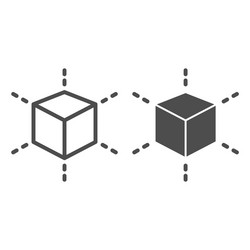 3d modeling cube line and glyph icon square model vector image