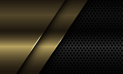 abstract gold plate overlap on black circle mesh vector