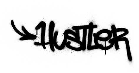 Black Graffiti 'Hustler' Word Art Vector Image