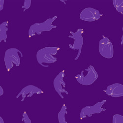 mystical seamless pattern of cats in boho style vector image