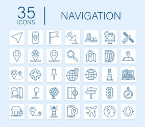 Navigation and map line icons set stock vector