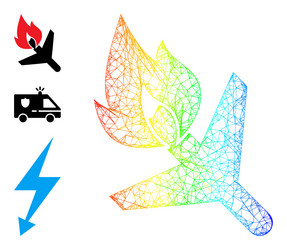 spectrum gradient hatched mesh fired airplane icon vector image