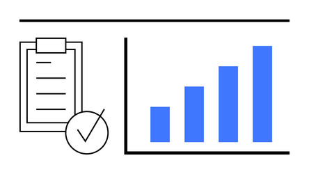 data analysis with checklist and bar graph concept vector image