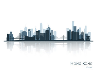 Hong Kong Skyline Reflection Vector Image