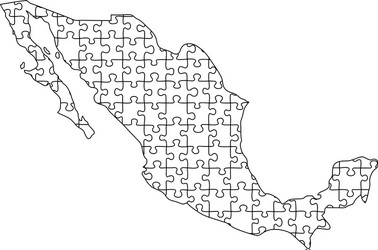 Mexico map from black puzzles set jigsaw parts vector