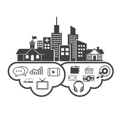 big data icons set cloud computing vector image