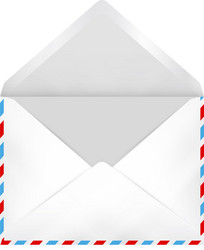 empty white open envelope with airmail border vector