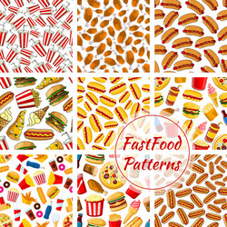 Fast food icons seamless pattern Royalty Free Vector Image