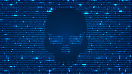 Hacker Skull ASCII Code Background vector image