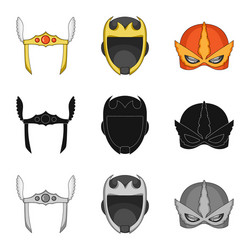 isolated object of hero and mask symbol set vector image