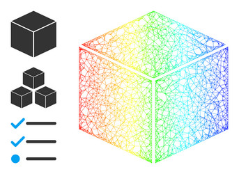 spectrum gradient irregular mesh cube icon vector image