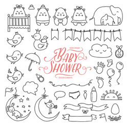 Cute Baby Shower Elements Set Vector Image
