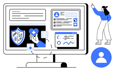 digital health dashboard with analytics and user vector image