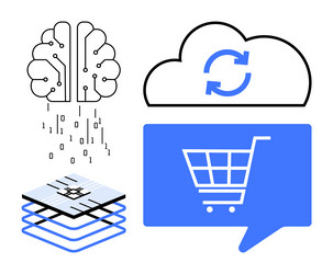 integration of ai cloud computing and e-commerce vector image