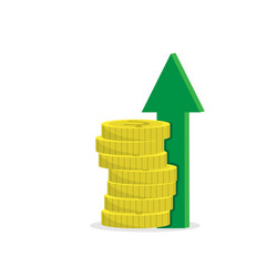 stack coins with an up arrow simple color flat vector image