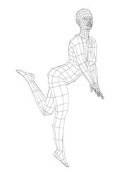 Wireframe girl posing in a sexy pose vector