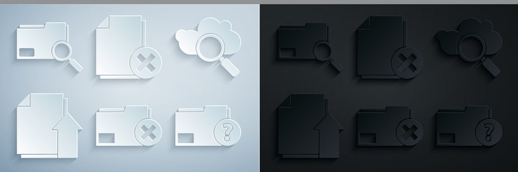 set delete folder search cloud computing upload vector image