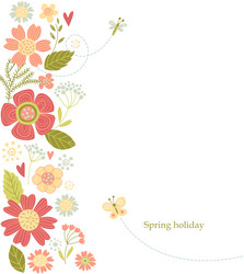 Floral Spring Greeting Card Vector Image