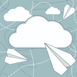 Paper planes and cloud background vector