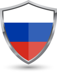 Shield with flag of russian isolated vector