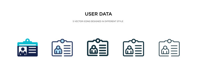 user data icon in different style two colored vector image