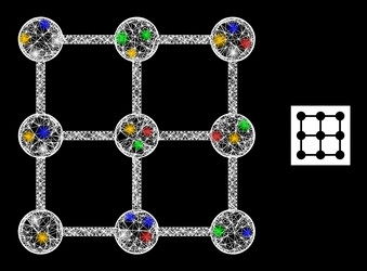Network web mesh grid nodes icon with bright vector